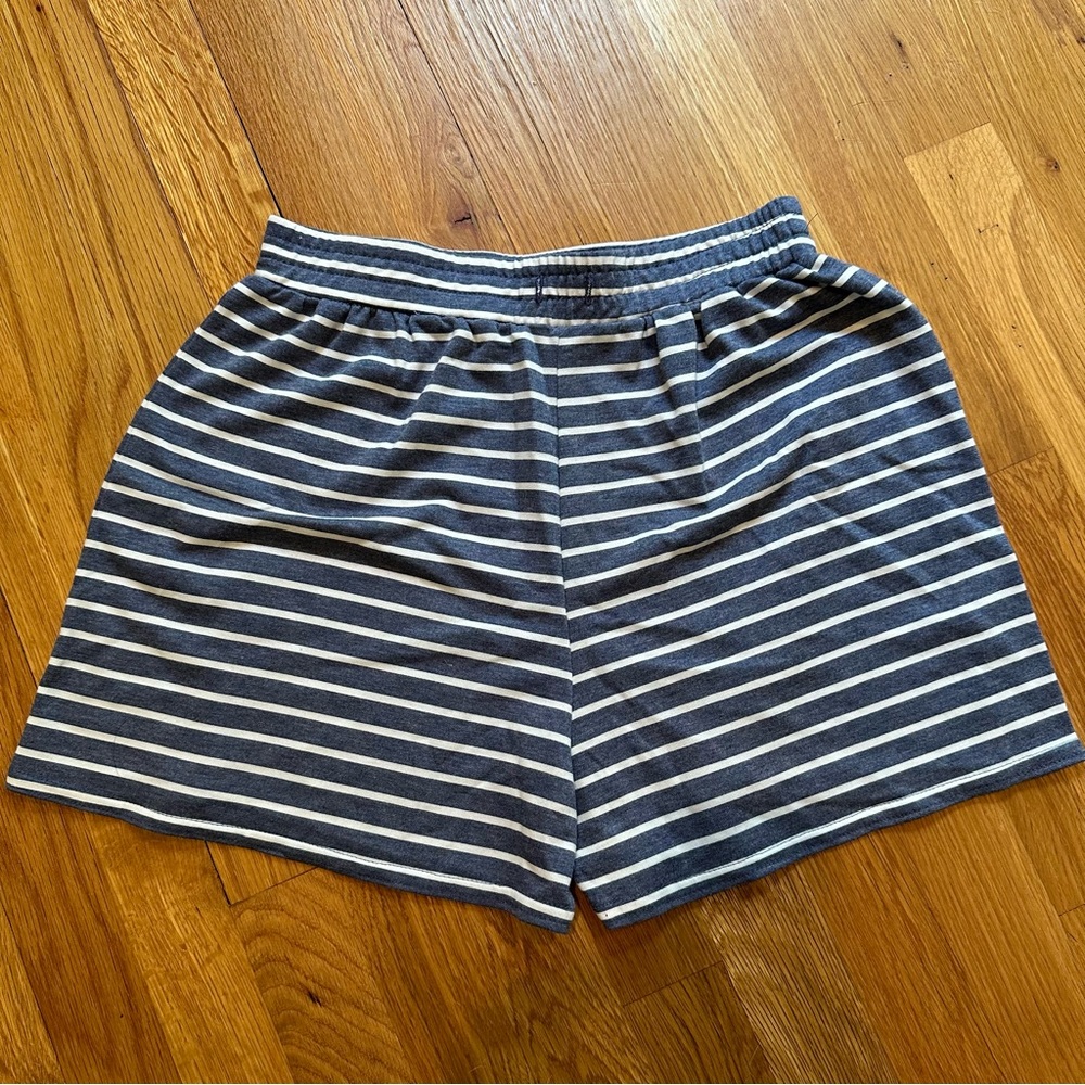 Blue and white stripe sleep shorts